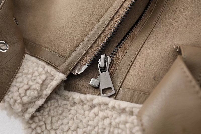 Elegant Women's Motorbike Jacket with Trendy Faux Fur Collar - 9 - London-stylehouse.com