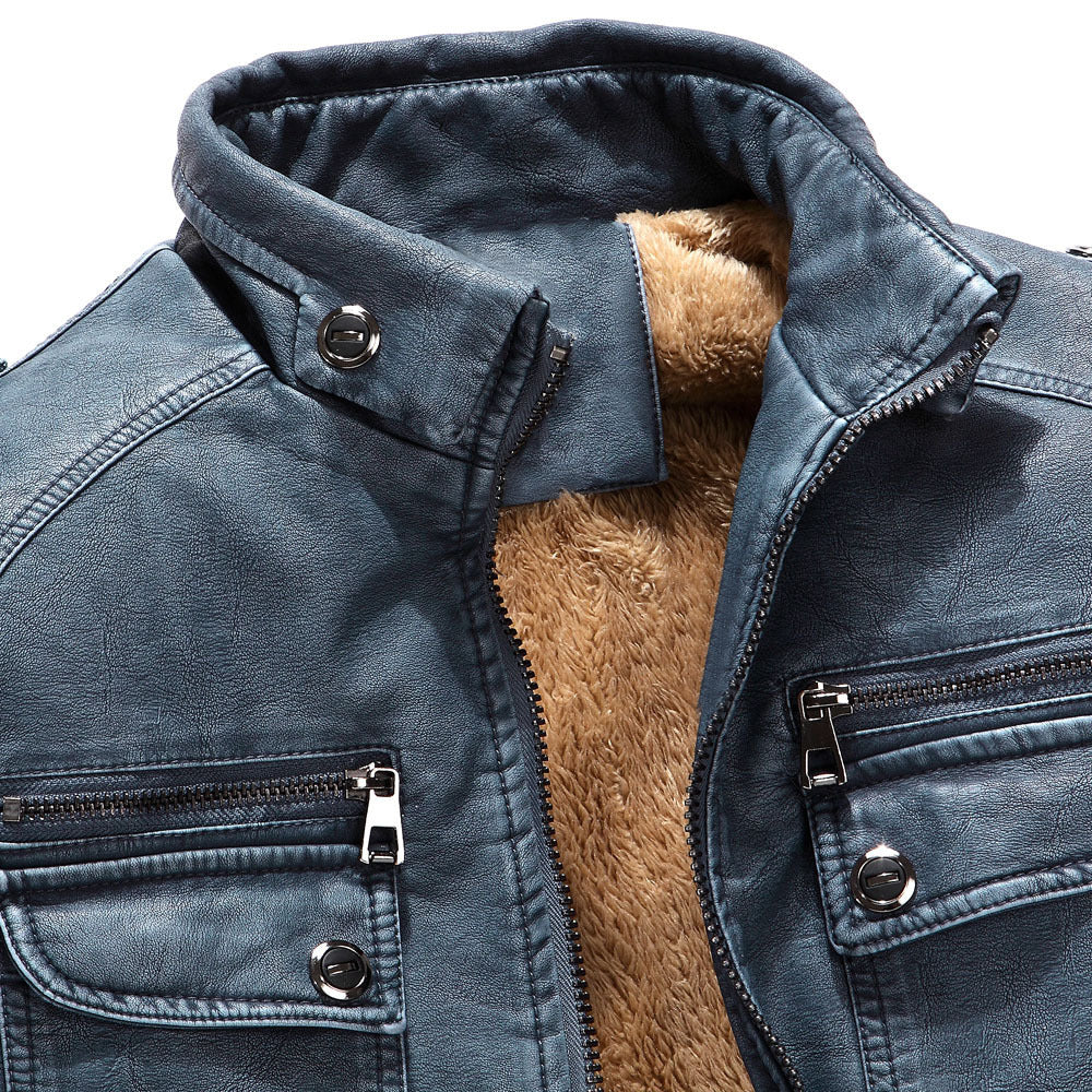 Stylish Men's Leather Jacket with Zip and Stand Collar - 1 - London-stylehouse.com