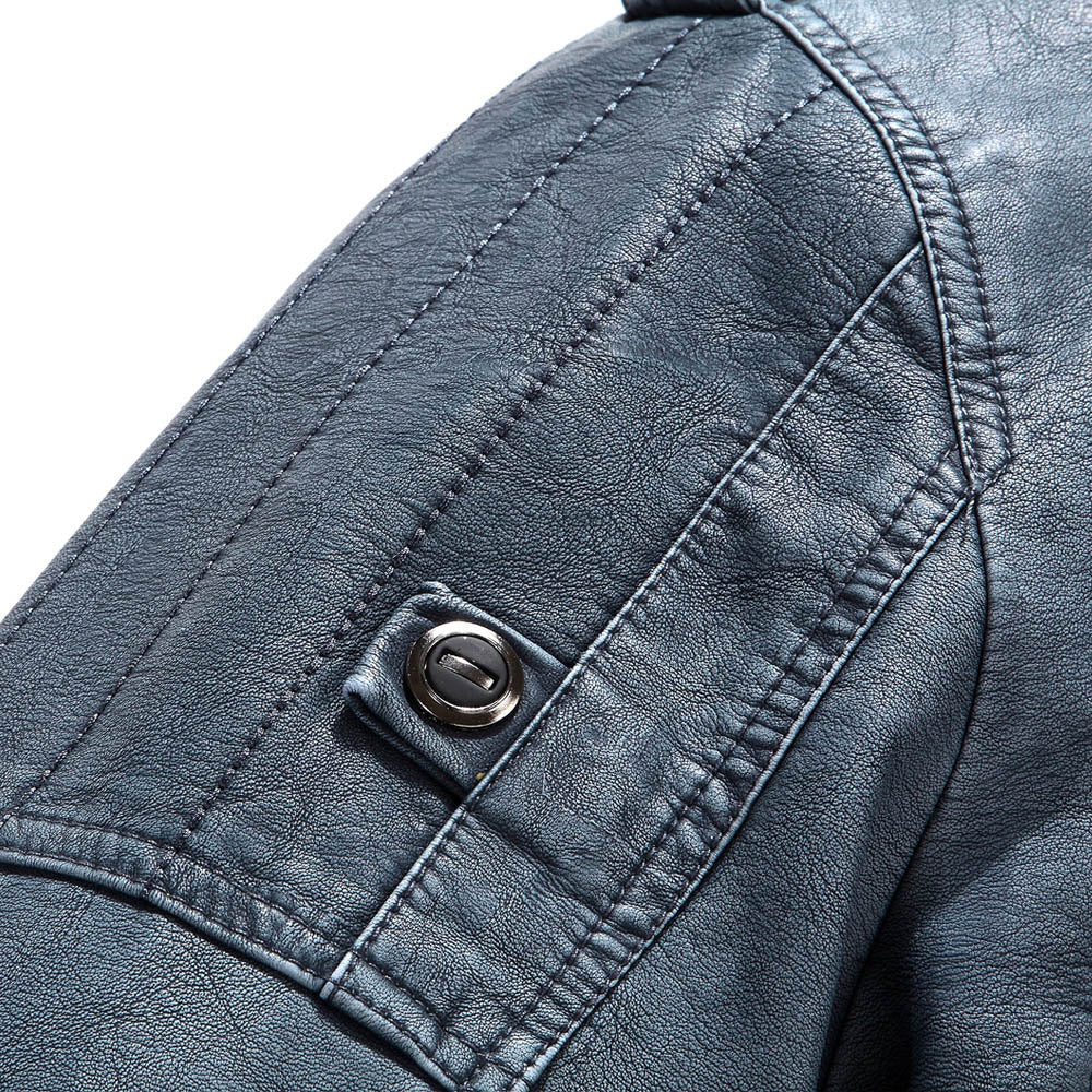 Stylish Men's Leather Jacket with Zip and Stand Collar - 2 - London-stylehouse.com