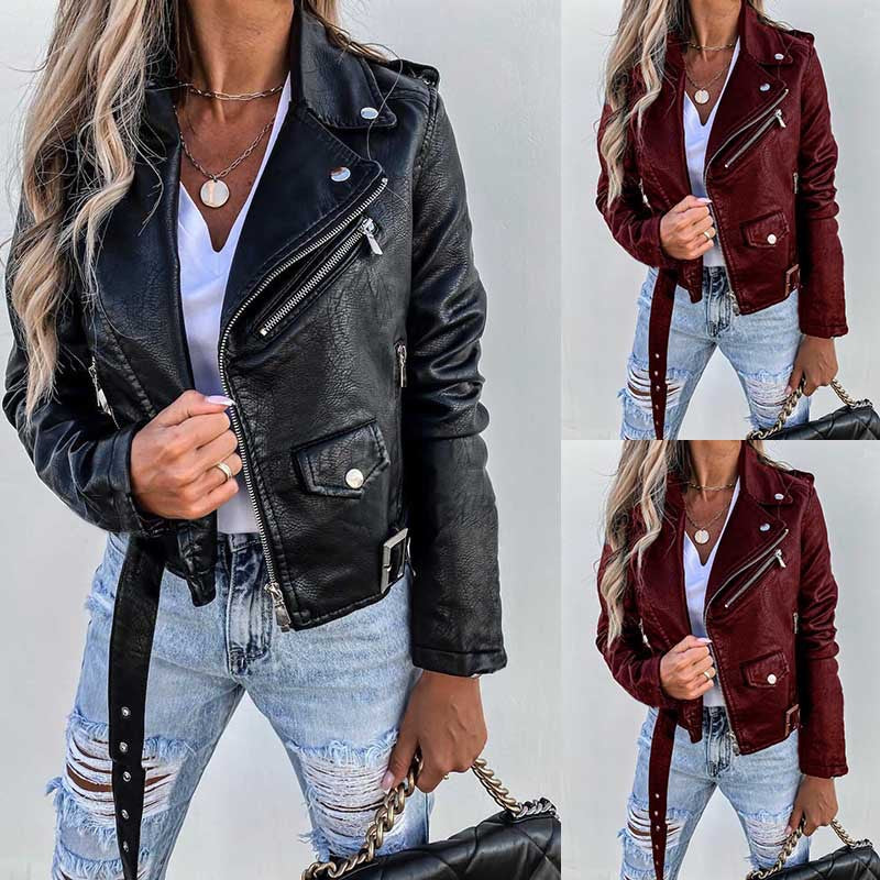 Women's Classic Zip Biker Jacket - 3 - London-stylehouse.com