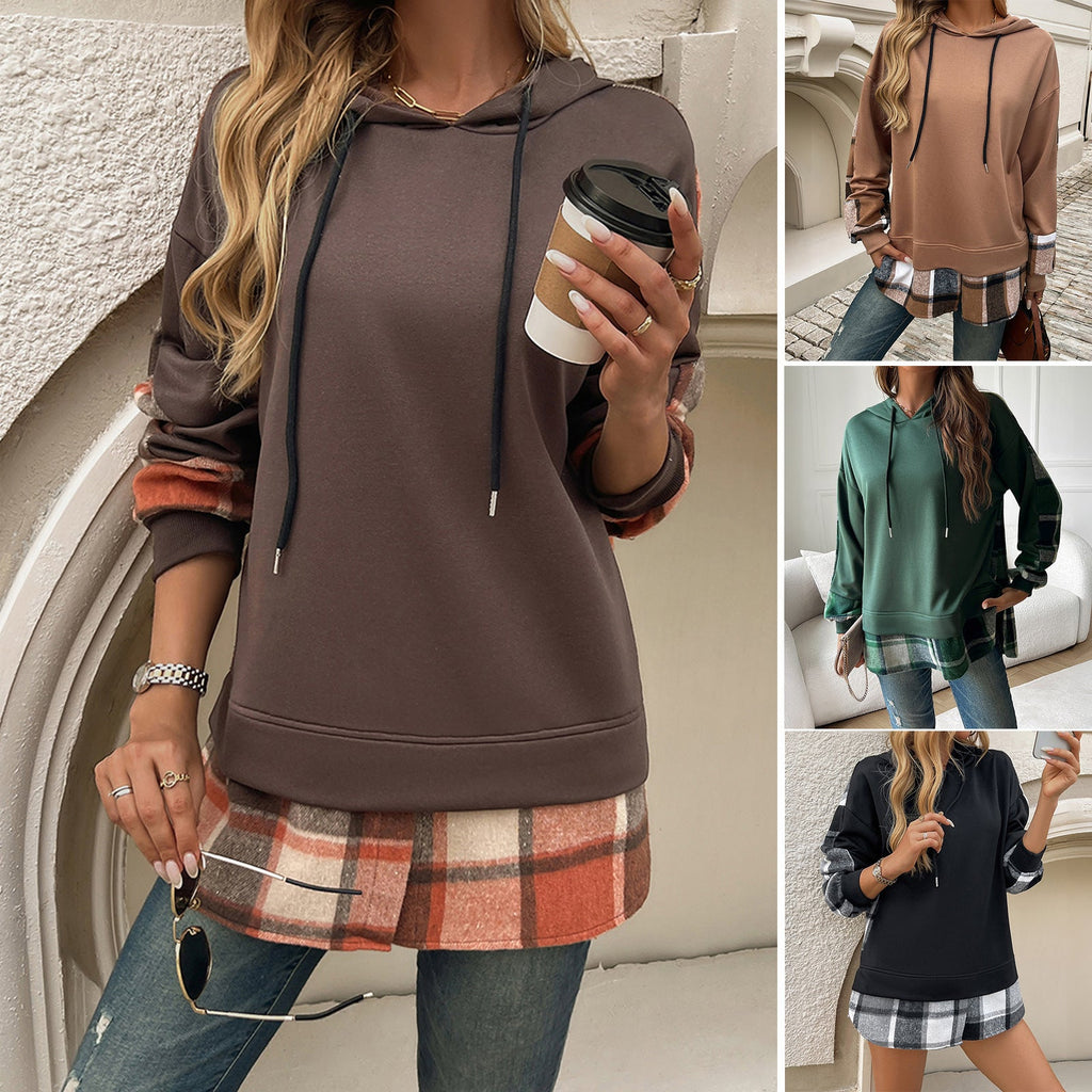 Stylish Women's Check Print Oversized Hoodie - 2 - London-stylehouse.com