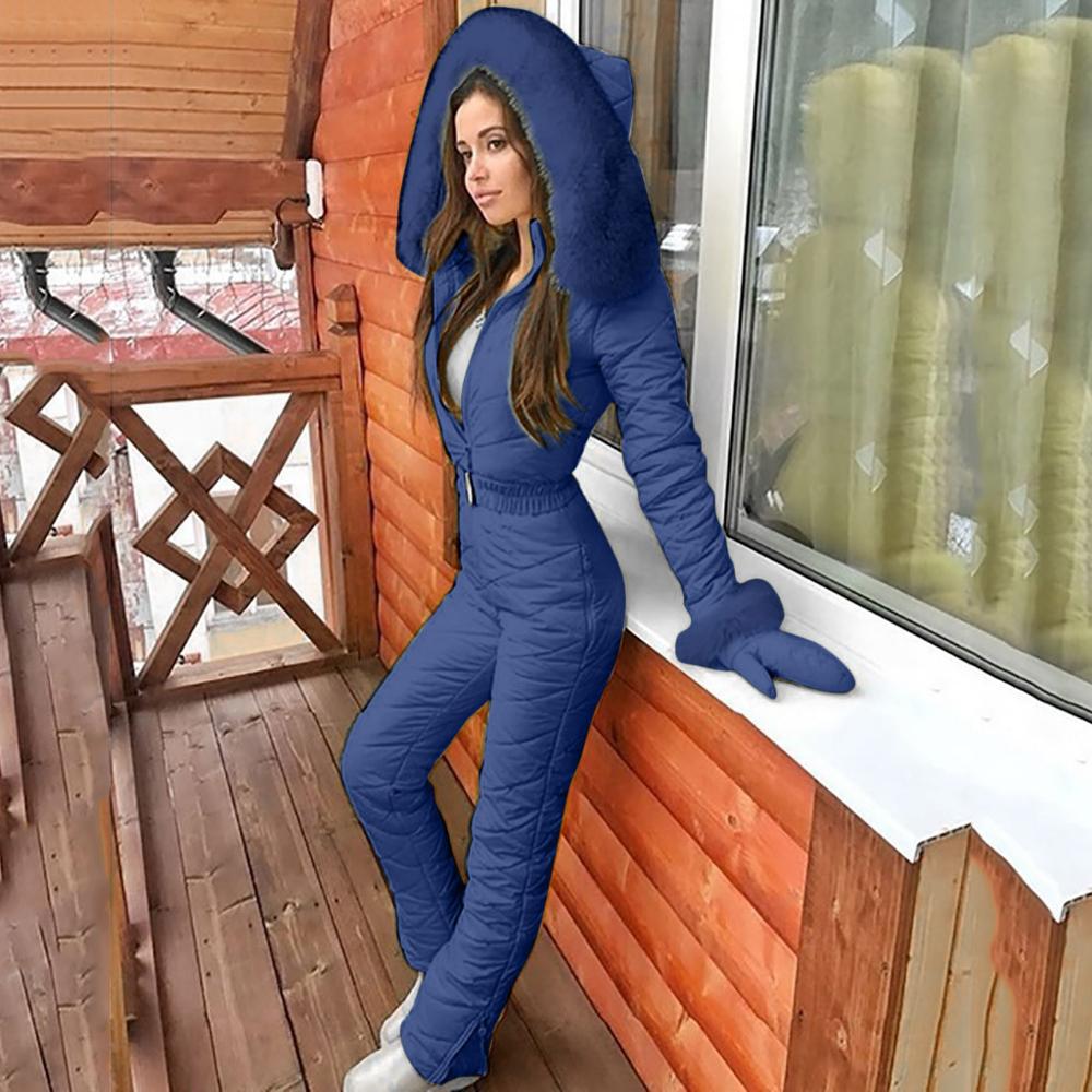 Chic Ladies' Jumpsuit Featuring Luxurious Fur Details - 6 - London-stylehouse.com