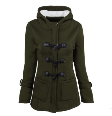 Women's Fitted Hooded Coat with Button Detail - 7 - London-stylehouse.com