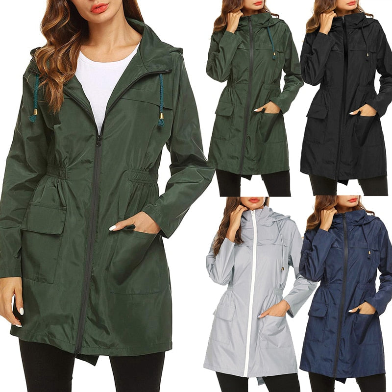 Women’s hooded rain jacket with side pockets - J&B; - 3 - London-stylehouse.com