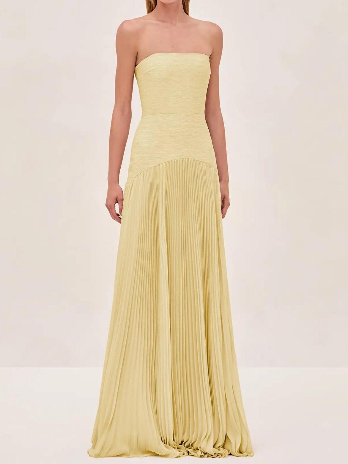 Alina – Women Strapless Pleated Maxi Dress - Image 7