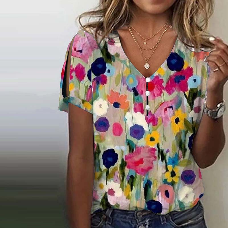 Elvira – Colorful Floral Summer Blouse - Image 1