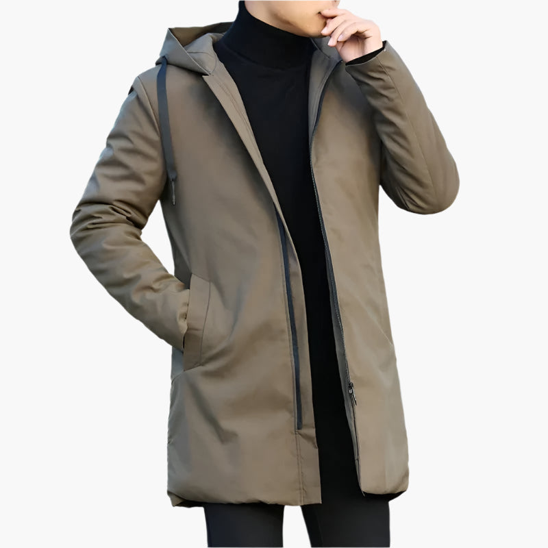 Long men's jacket with hood and zip - J&B; - 6 - London-stylehouse.com