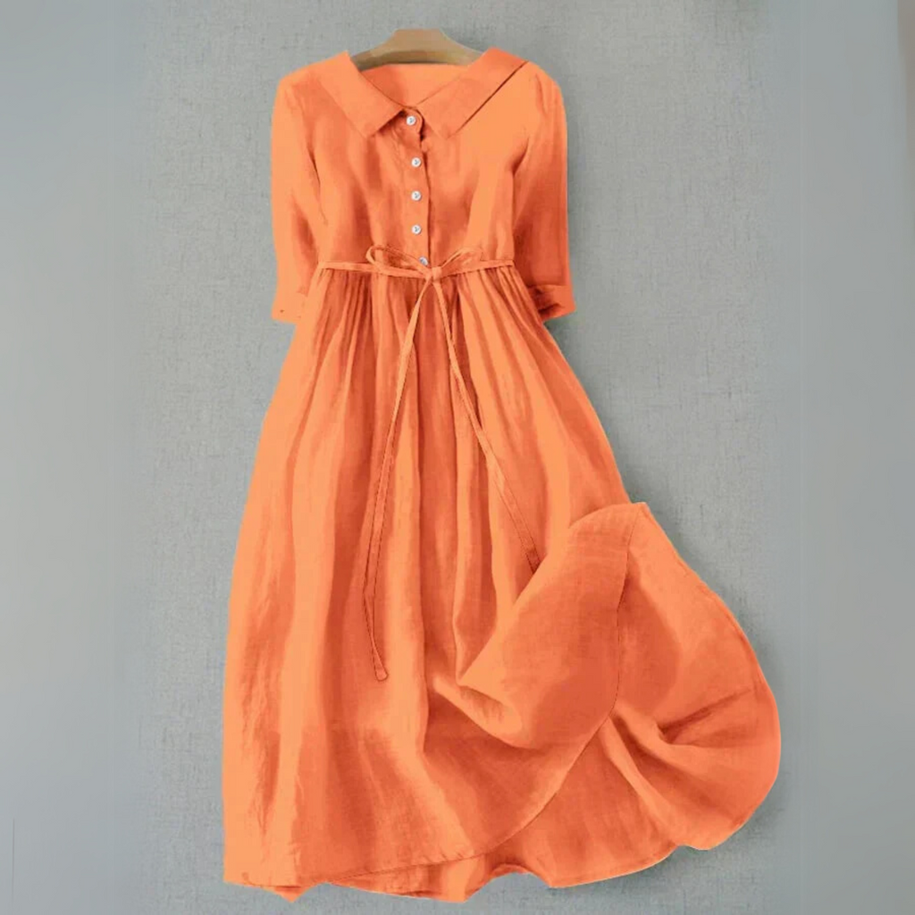 Kerstin – Women Cotton and Linen Button-Up Dress - Image 2