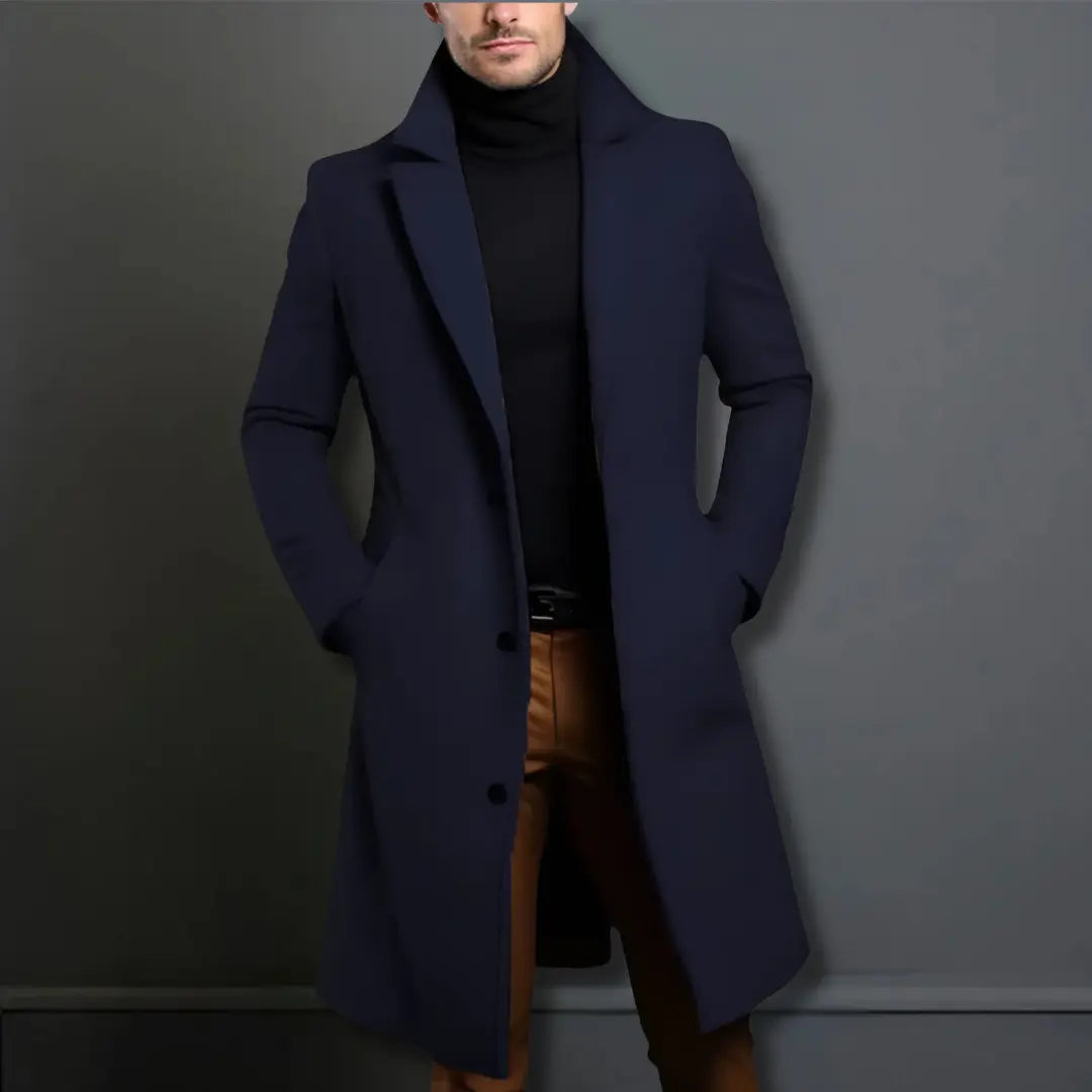 Men’s winter coat in a tailored fit with a drooping lapel and button placket - J&B; - 8 - London-stylehouse.com