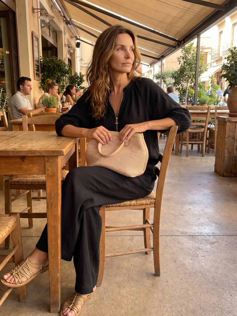 Two-piece set for women in a relaxed fit with puff sleeves and trousers - J&B; - 23 - London-stylehouse.com