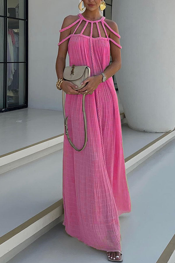Hannah – Elegant Linen Blend Draped Braids Cover Up Maxi Dress for Women - Image 16