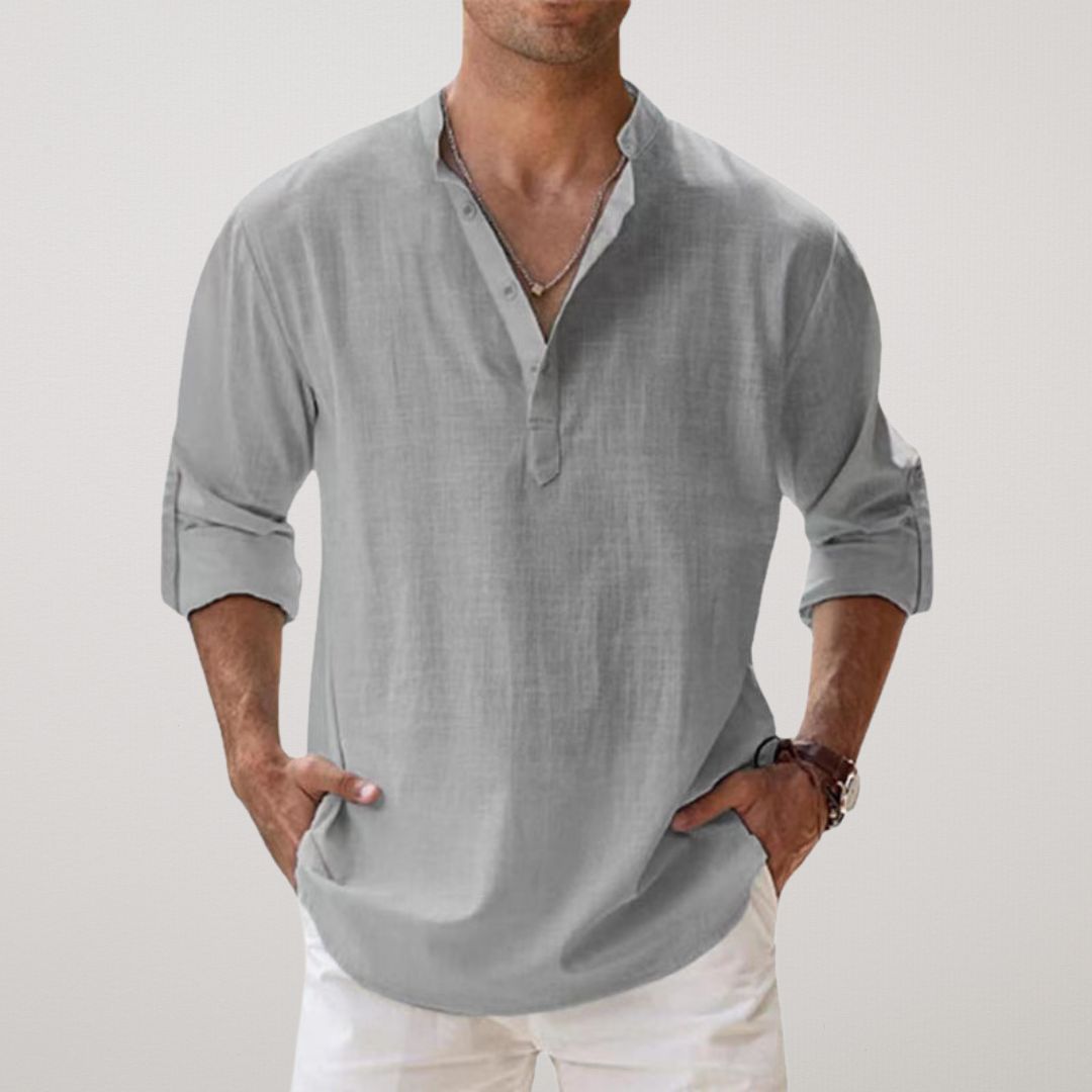 Lukas – Men's Relaxed Classic Long Sleeve Button Shirt - Image 6