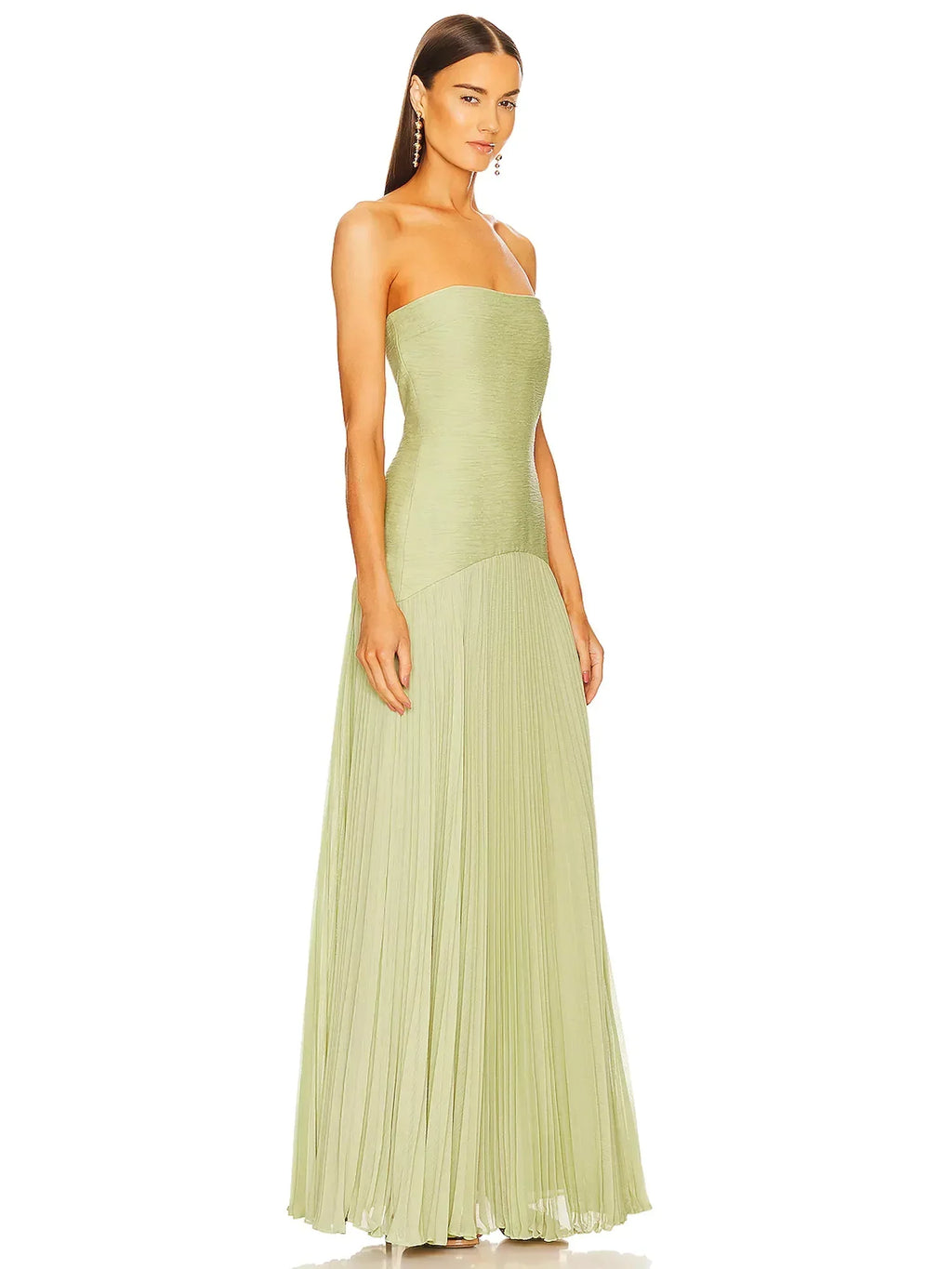 Alina – Women Strapless Pleated Maxi Dress - Image 2