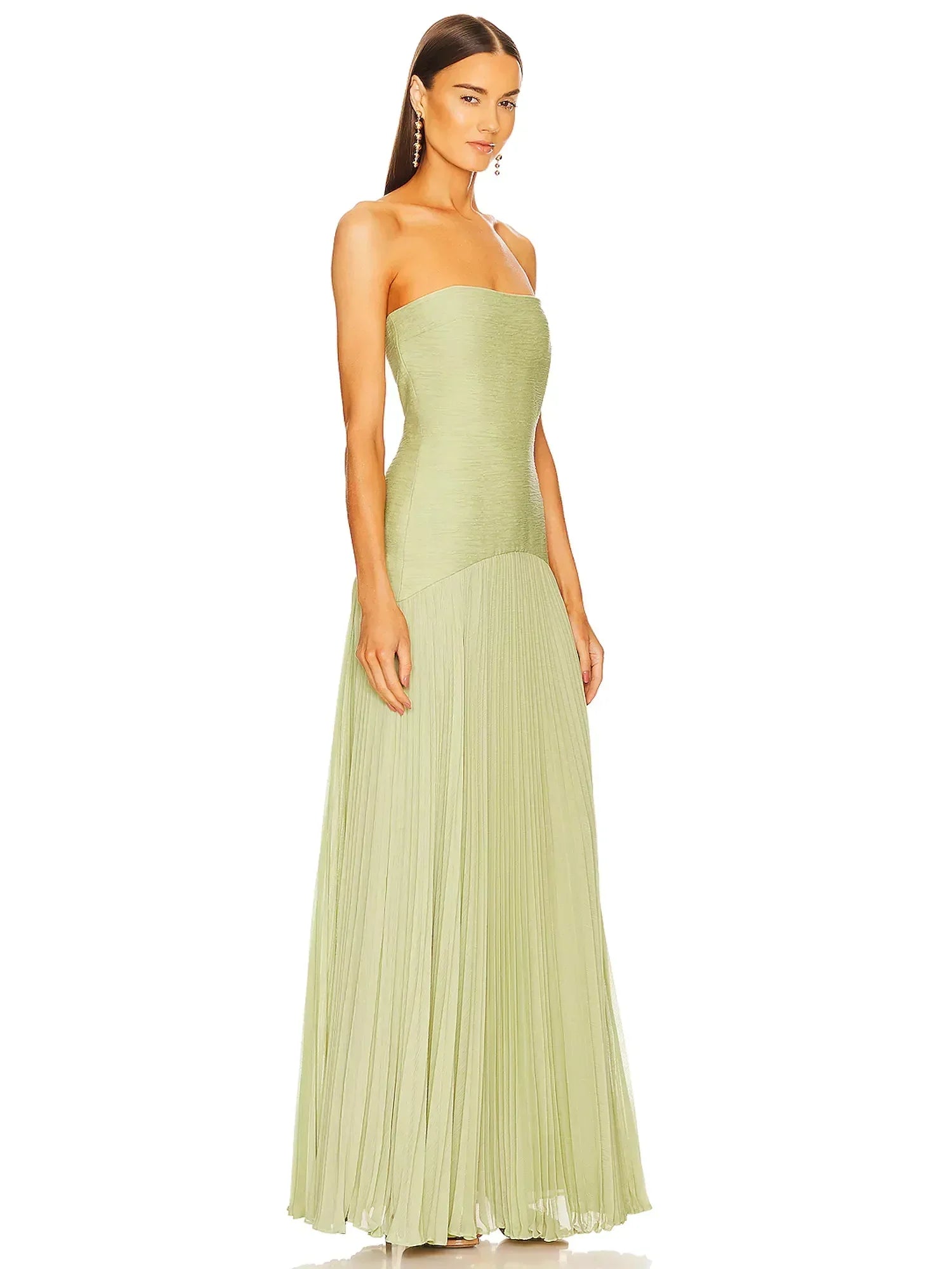 Alina – Women Strapless Pleated Maxi Dress - Image 2