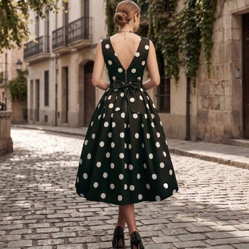 Isabella – Elegant Polka Dot Wrap Dress for Women –