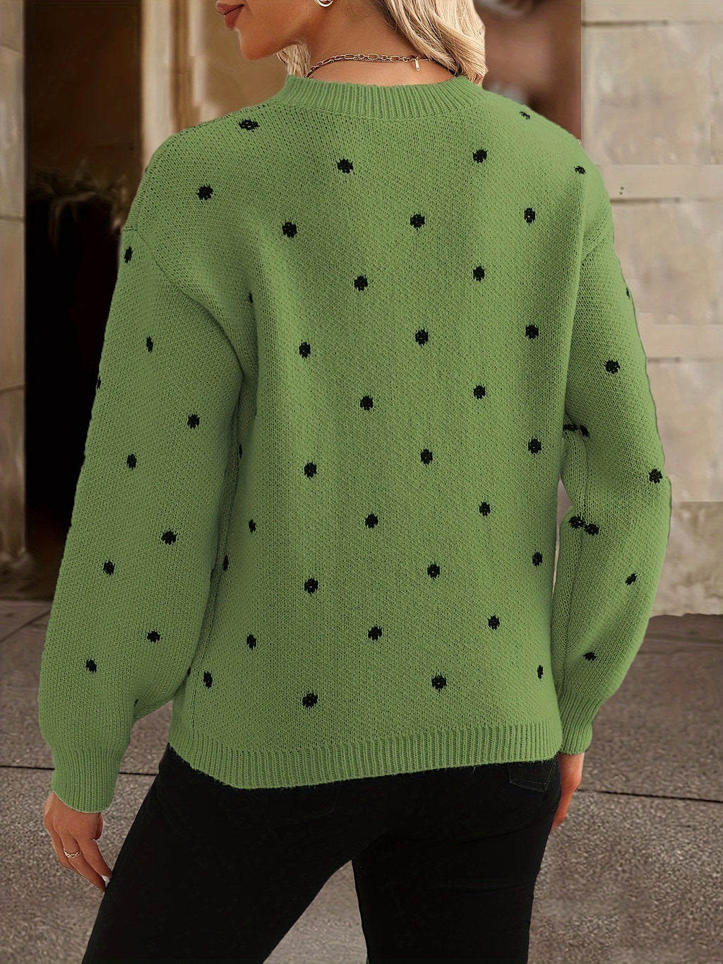 Women’s polka-dot jumper – Round neckline and loose fit - J&B; - 7 - London-stylehouse.com