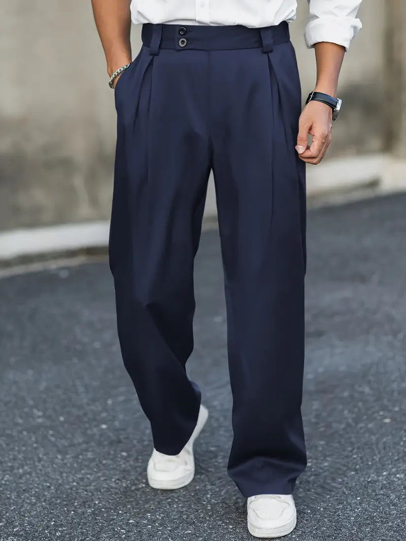 Paul tailored wide leg trousers in navy blue
