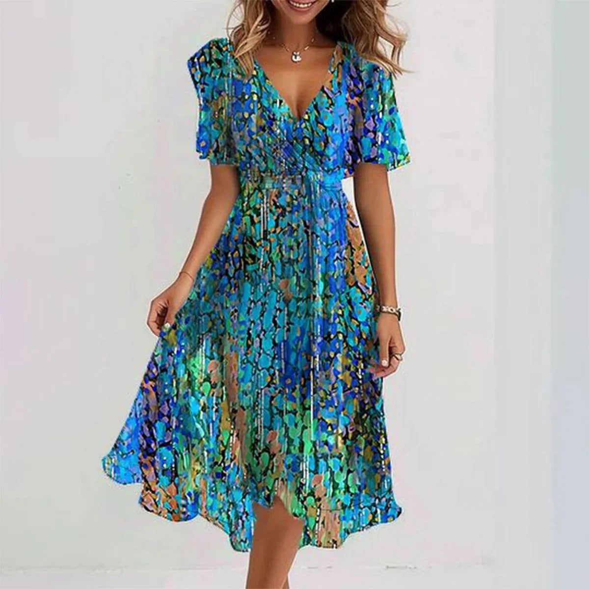 Emily – Elegant Wrap Midi Dress - Image 1