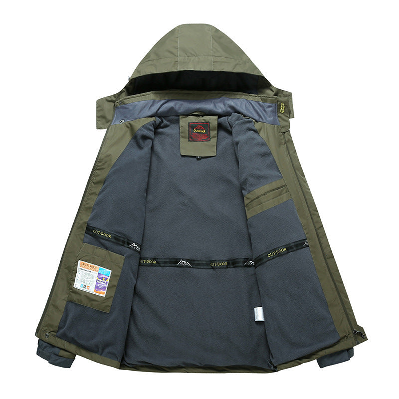 Men’s waterproof jacket with hood and wind-resistant properties - J&B; - 7 - London-stylehouse.com