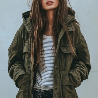 Fashionable women’s jacket with a hood and pockets - J&B; - 4 - London-stylehouse.com