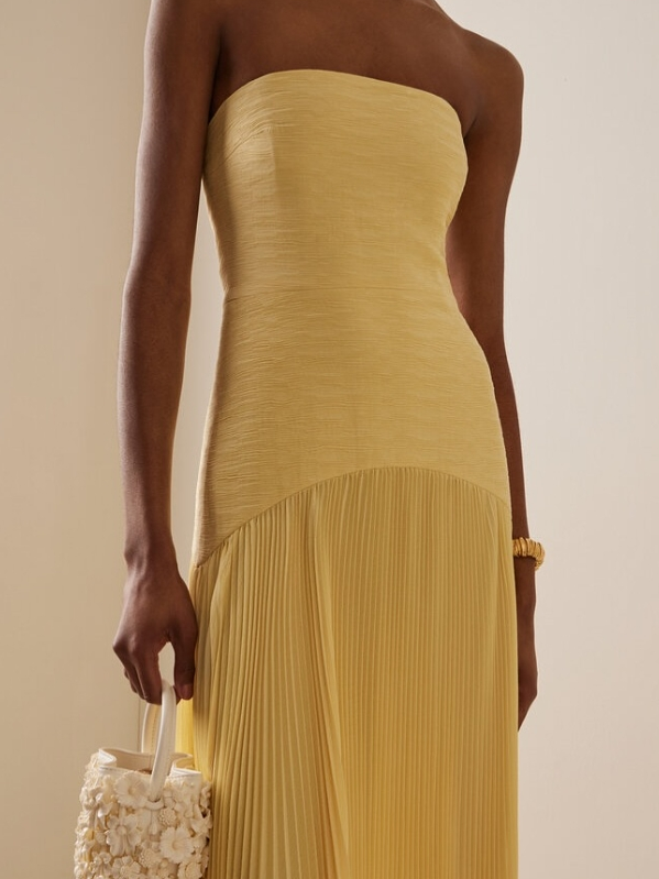 Alina – Women Strapless Pleated Maxi Dress - Image 4