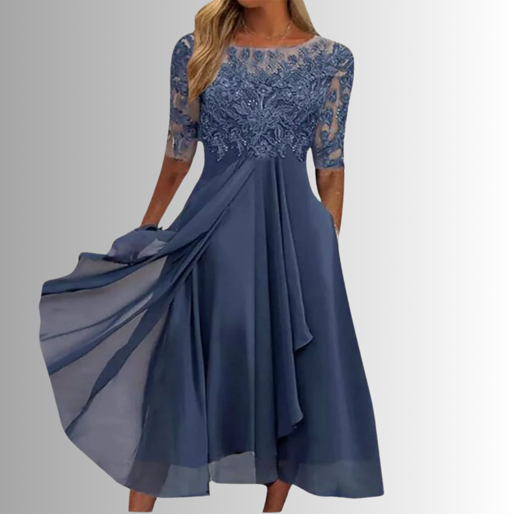 Karin – Elegant Lace Half-Sleeve Dress - Image 1