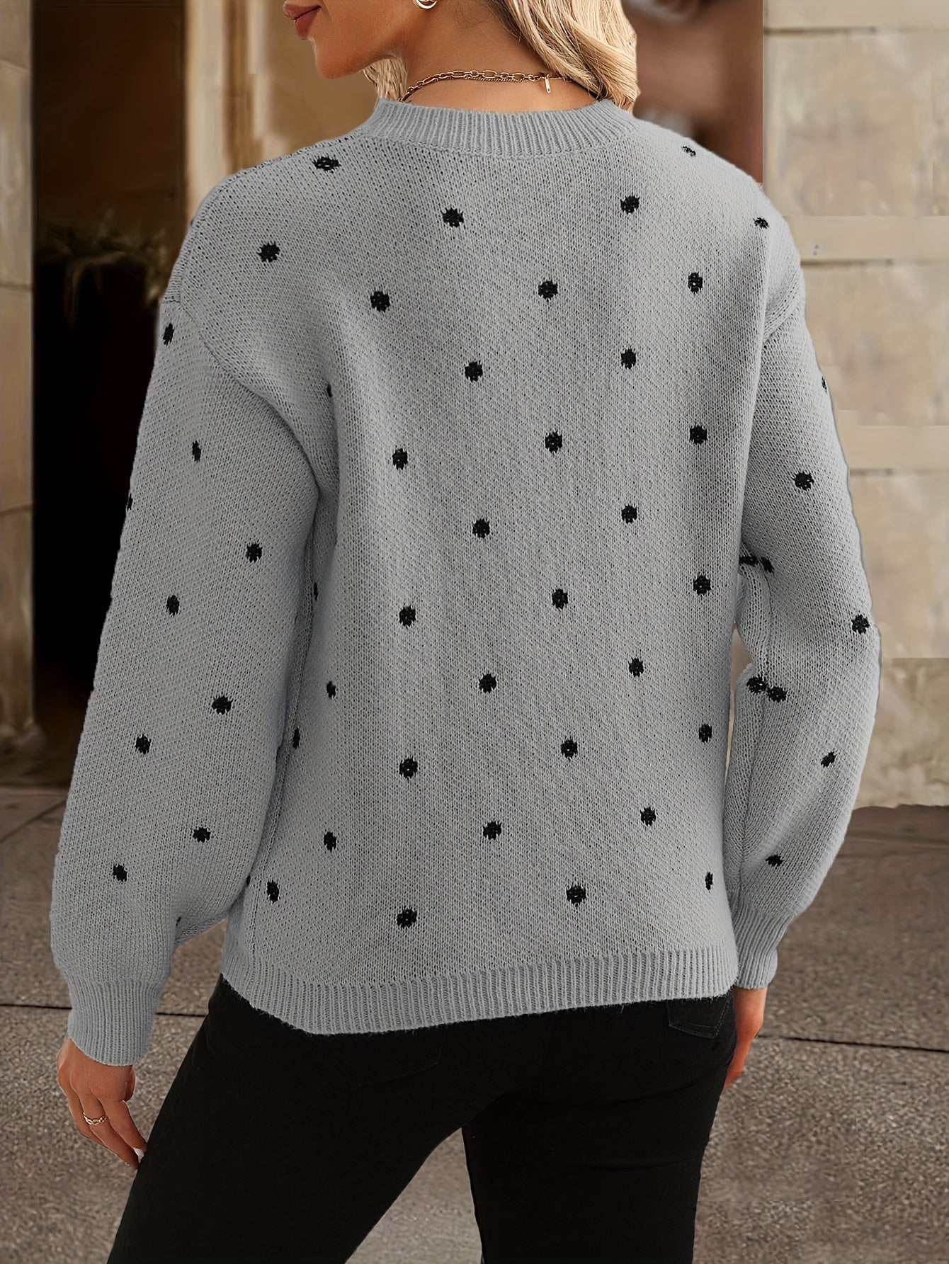 Women’s polka-dot jumper – Round neckline and loose fit - J&B; - 6 - London-stylehouse.com