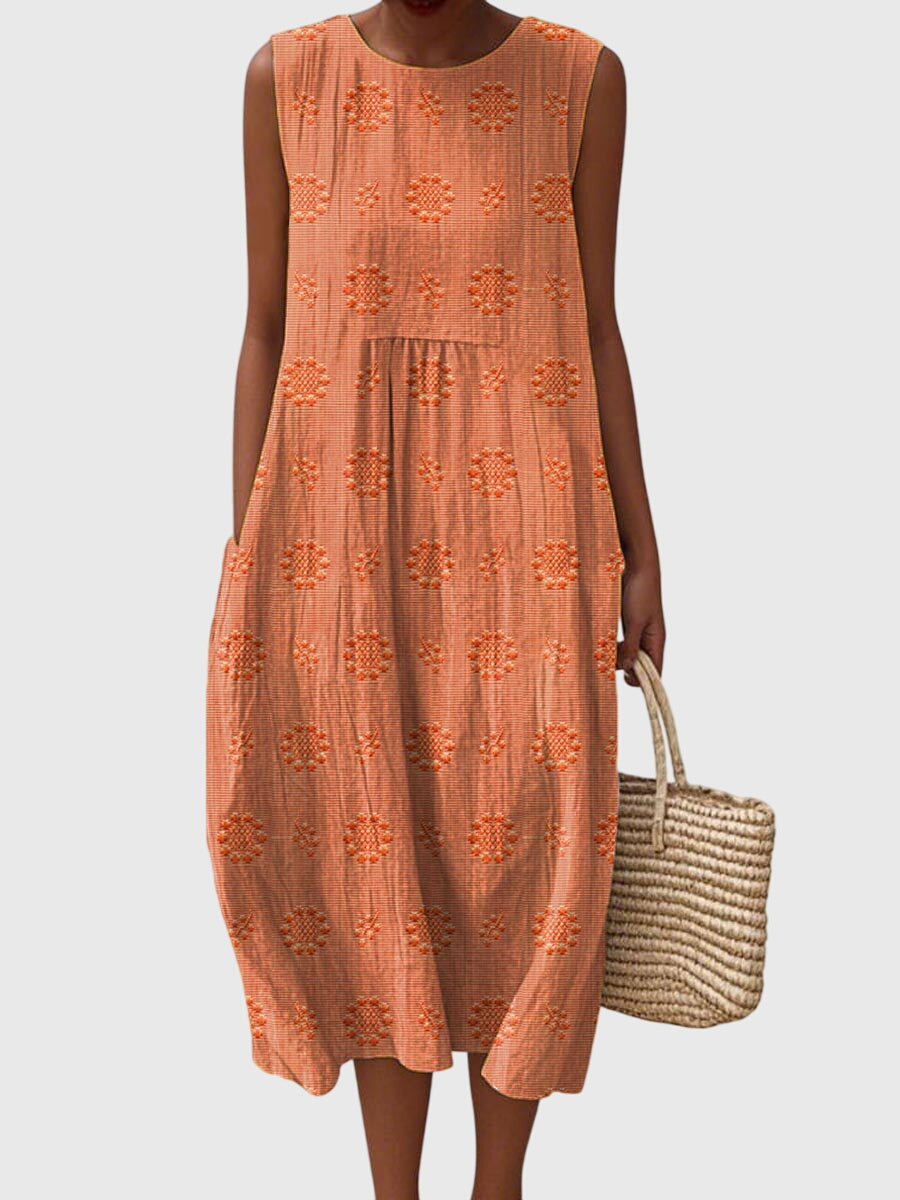 Eliza – Embroidered Sleeveless Midi Dress Womenswear