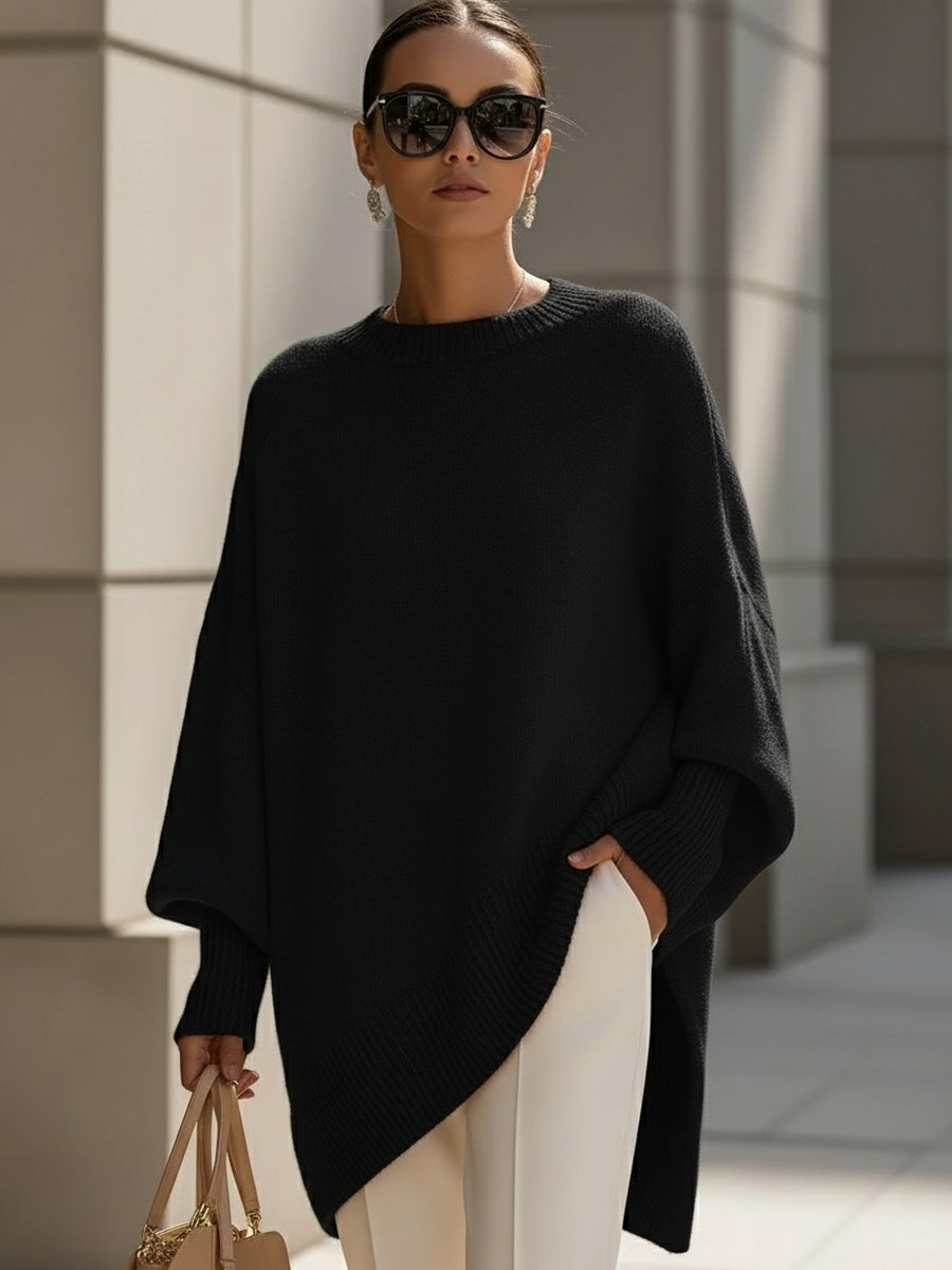 Isabella – Relaxed Knit Poncho-like Sweater Women
