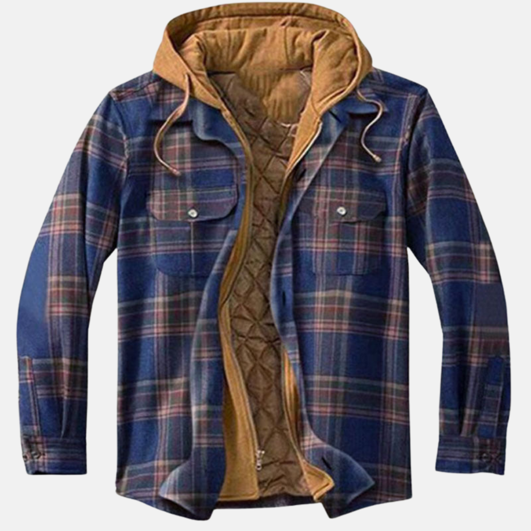 Men’s checked jacket with hood and button placket - J&B; - 6 - London-stylehouse.com