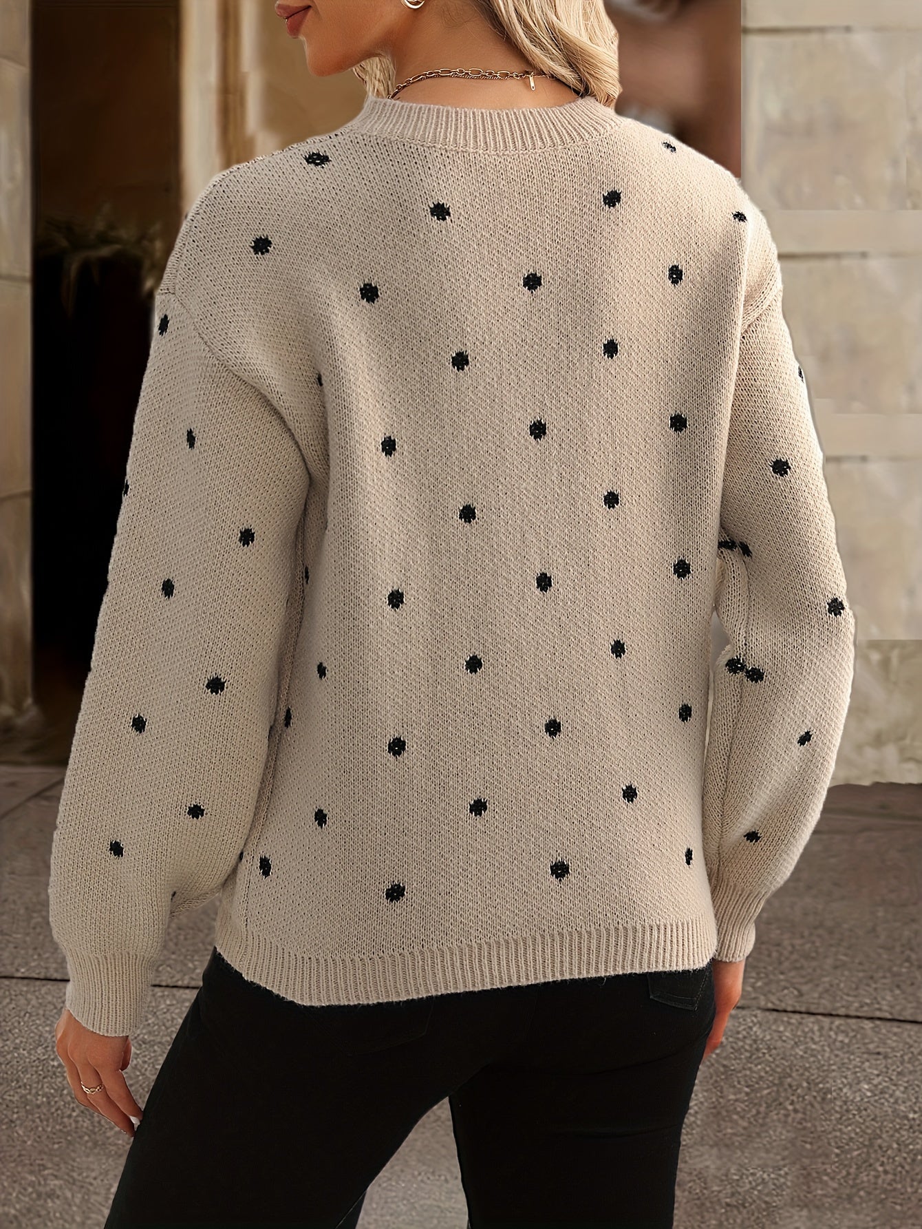 Women’s polka-dot jumper – Round neckline and loose fit - J&B; - 8 - London-stylehouse.com