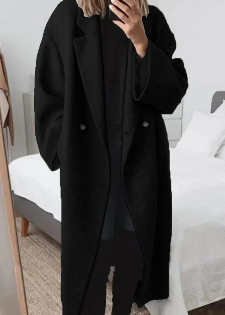Oversized women’s coat with a textured look and wide lapels - J&B; - 2 - London-stylehouse.com