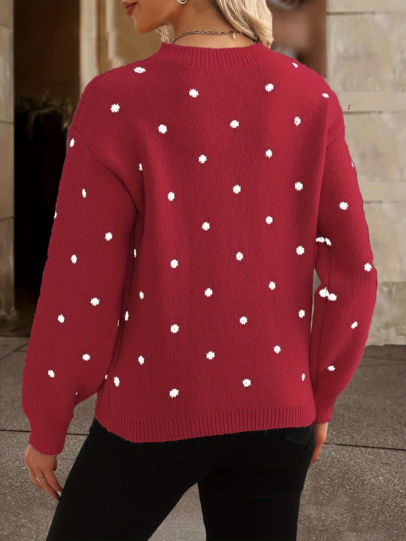Women’s polka-dot jumper – Round neckline and loose fit - J&B; - 5 - London-stylehouse.com
