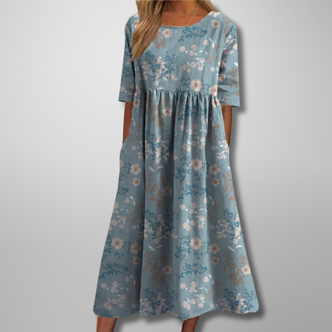 Irina – Women Floral Print Round Neck Dress - Image 5