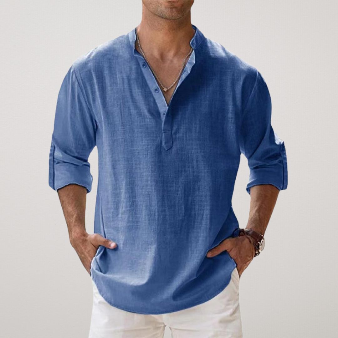 Lukas – Men's Relaxed Classic Long Sleeve Button Shirt - Image 3