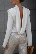 Ava – Elegant Satin Back Chain Cowl Neck Draped Blouse for Women - Image 12