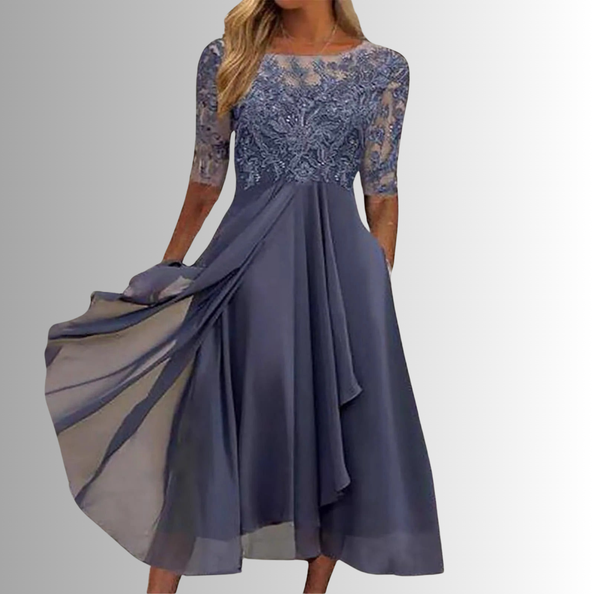 Karin – Elegant Lace Half-Sleeve Dress - Image 5