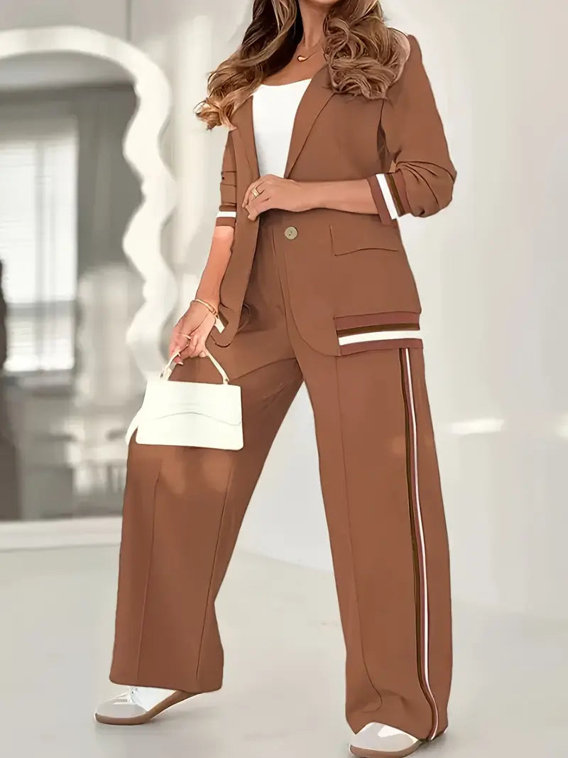 Set comprising a blazer and wide-leg trousers for women with a sporty touch - J&B; - 8 - London-stylehouse.com