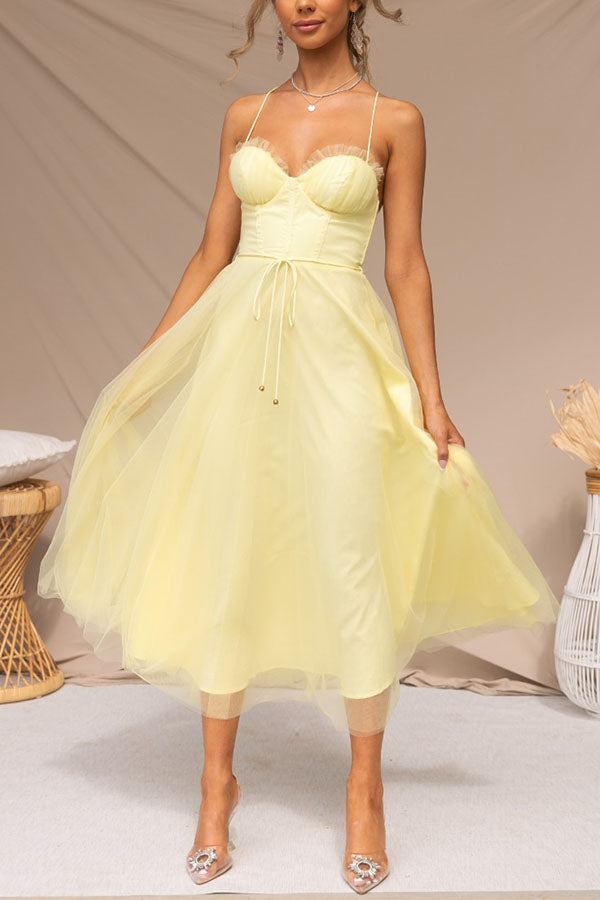 Sandra – Women Chiffon Suspenders Tulle Dress - Image 6
