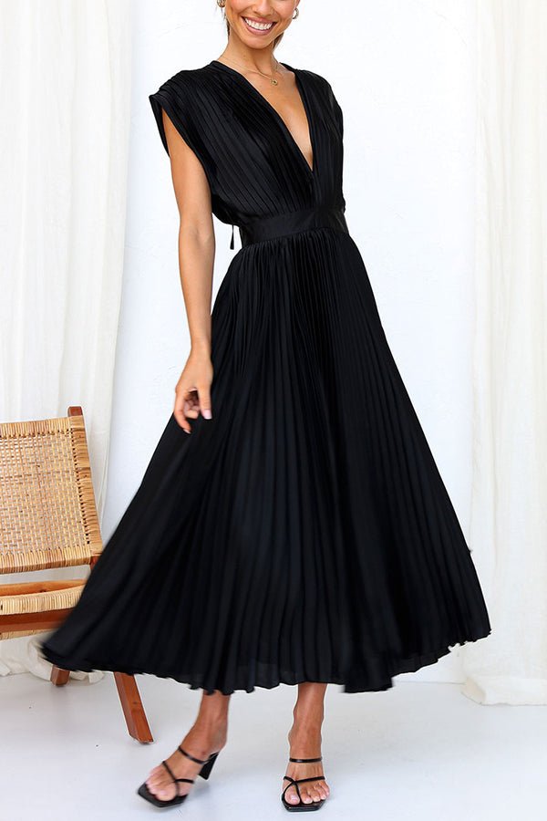 Mia – Women Satin Pleated Maxi Dress - Image 14