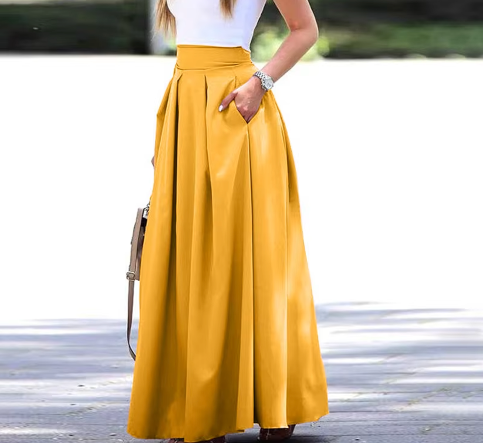 Sandra – Elegant High-Waisted A-Line Maxi Skirt for Women - Image 4