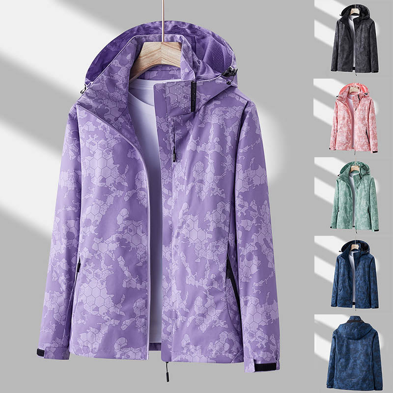 Women’s hooded windbreaker with a floral pattern - J&B; - 6 - London-stylehouse.com