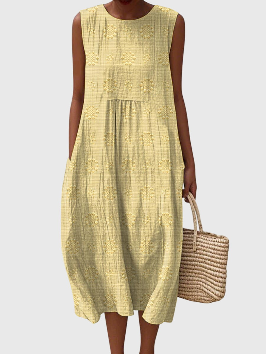 Eliza – Embroidered Sleeveless Midi Dress Womenswear