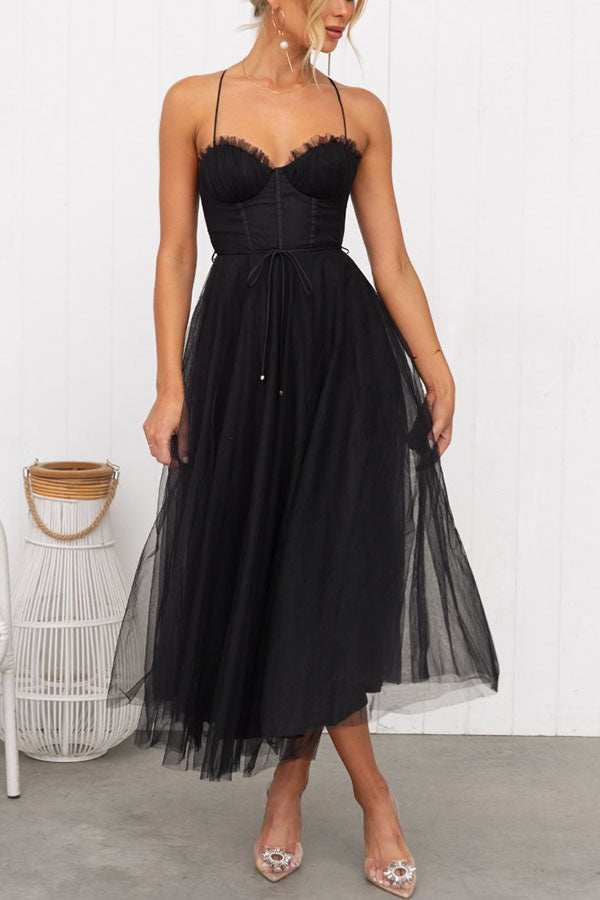 Sandra – Women Chiffon Suspenders Tulle Dress - Image 4