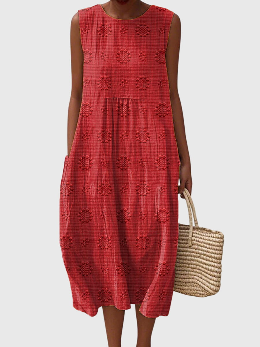 Eliza – Embroidered Sleeveless Midi Dress Womenswear