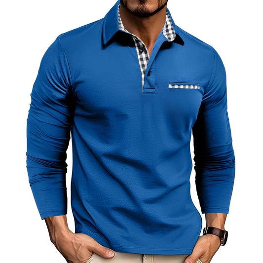 Mason – Check-Trim Smart Casual Long-Sleeve Polo for Men