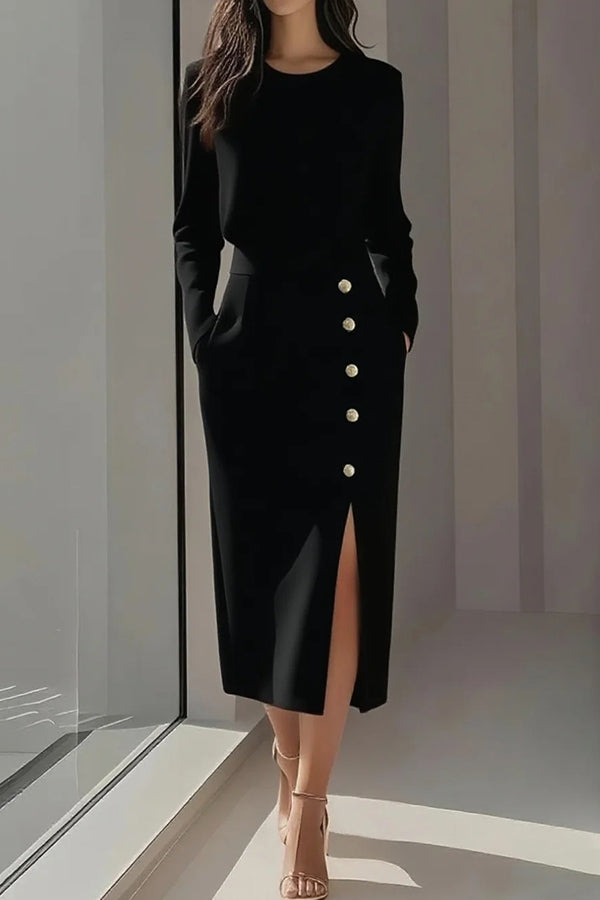 Gabriele elegant button-detail skirt in black