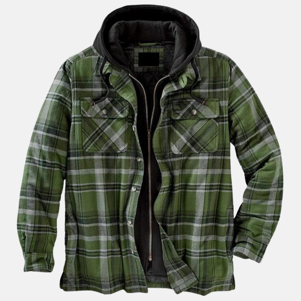 Men’s checked jacket with hood and button placket - J&B; - 8 - London-stylehouse.com