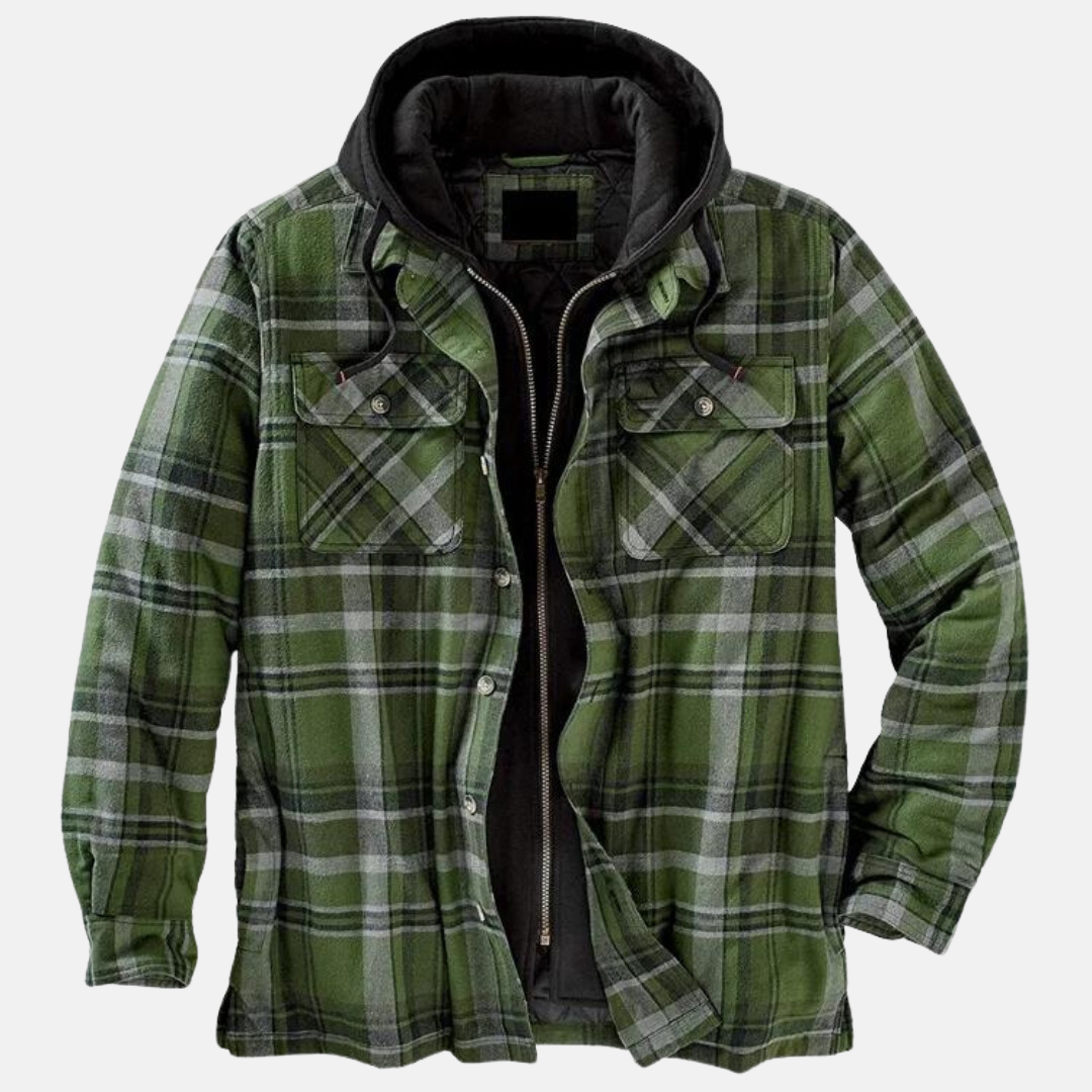 Men’s checked jacket with hood and button placket - J&B; - 8 - London-stylehouse.com