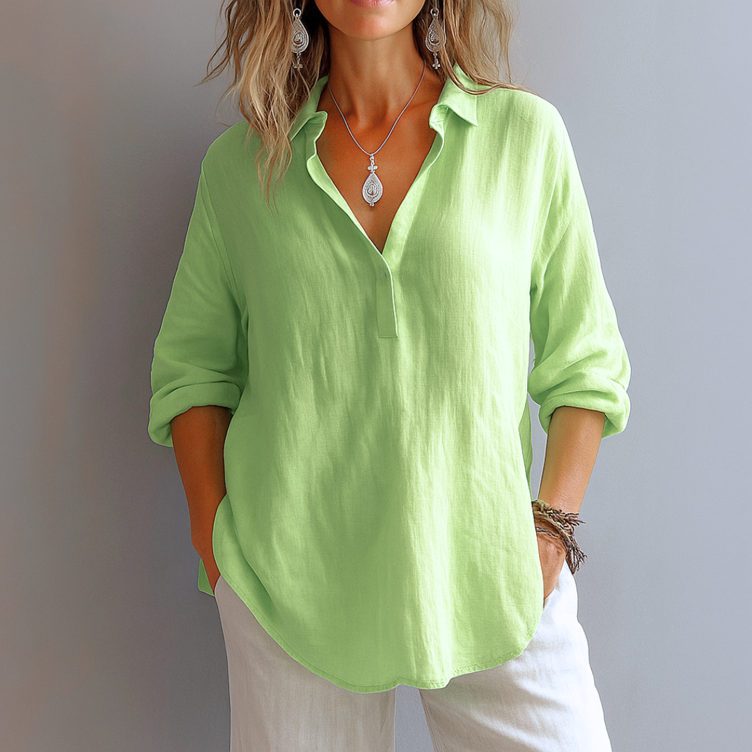Emilia – Women’s Relaxed Fit Linen Blouse - Image 3
